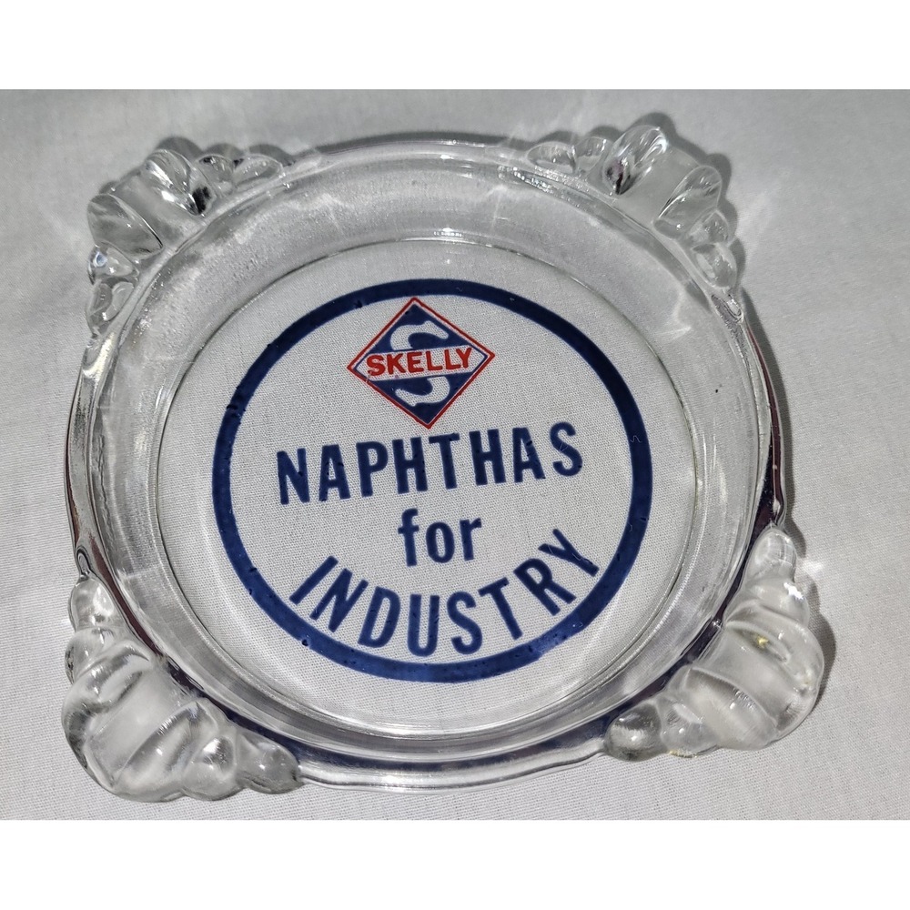 Skelly Oil Reverse Painted Advertising Ashtray Vintage Naphthas for Industry